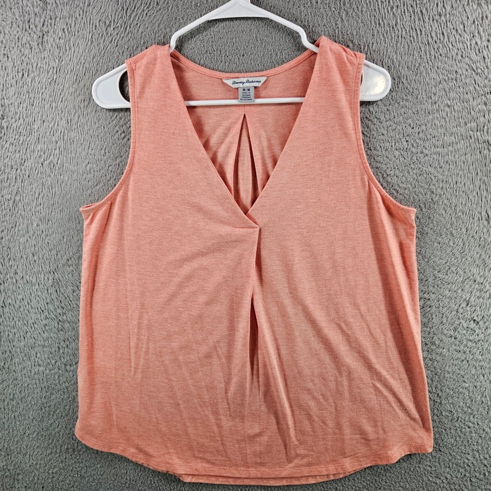 Tommy Bahama Womens Coral‎ Pink Tencel Modal V-Neck Tank Top Size Medium